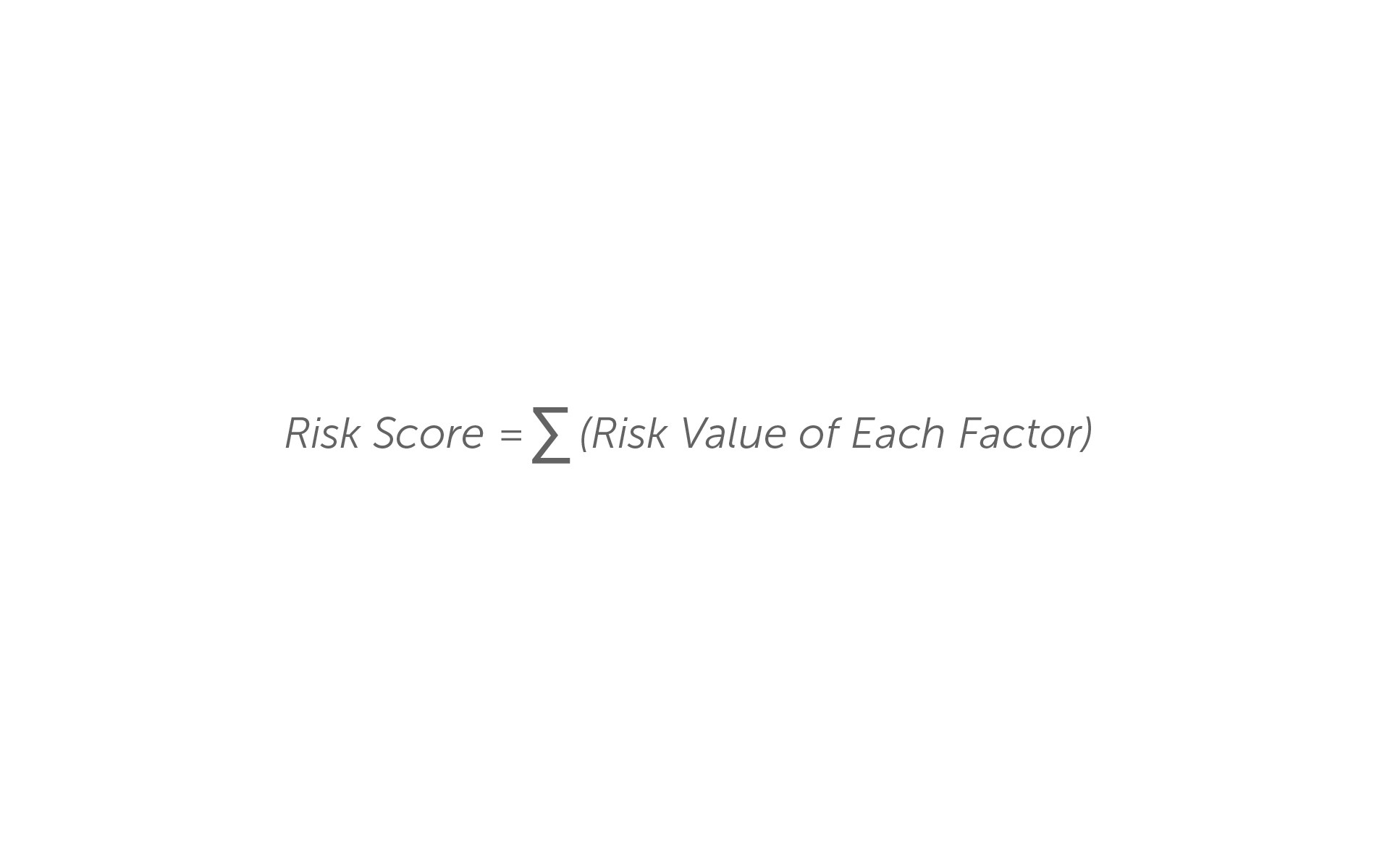Risk Evaluation Matrix formula: the total of the risk values assigned to each factor