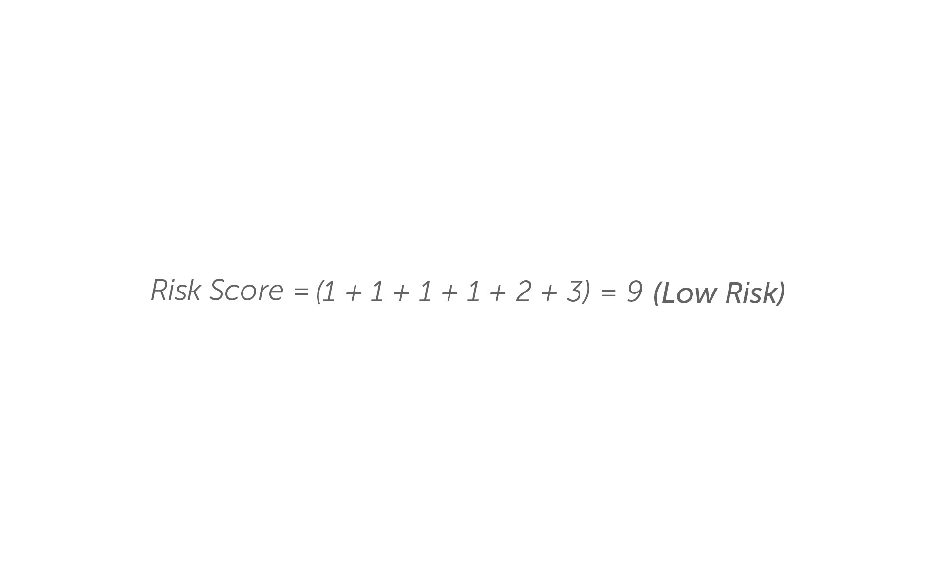 Example Risk Score totalling 9 (Low Risk)
