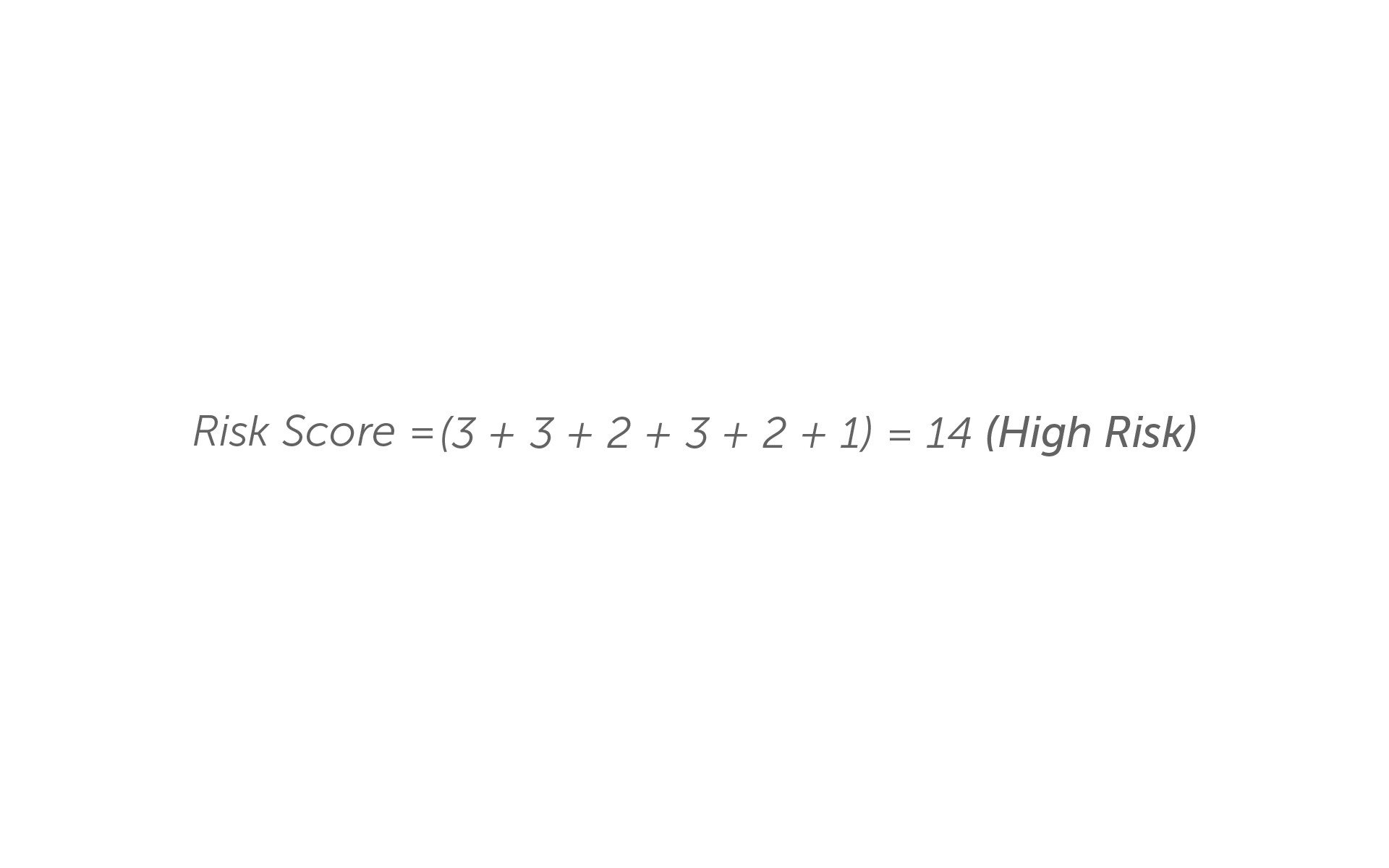 Example Risk Score totalling 14 (High Risk)