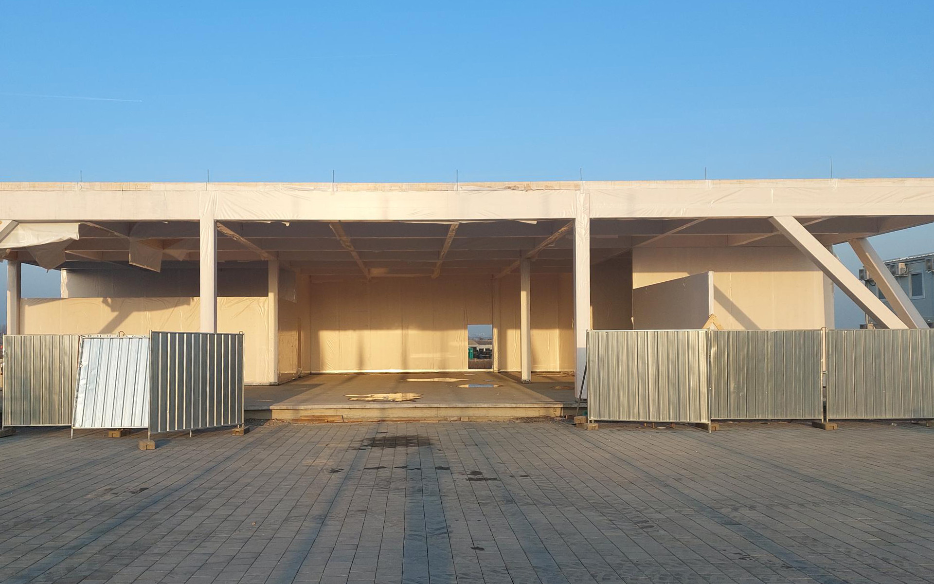 Prefabricated timber pavilion under construction for EXPO 2027 Belgrade