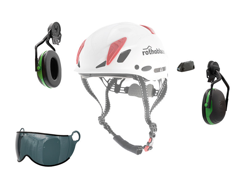 casco per lavori in altezza cantiere o aree industriali